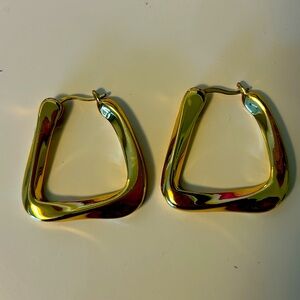 🌟 Gold Rectangle Hoop Earrings – Sleek & Stylish | Brand New